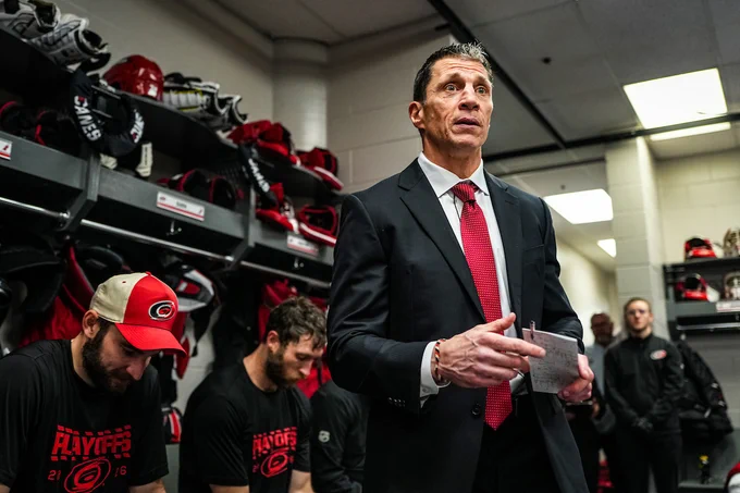 Rod Brind'Amour in the locker room.