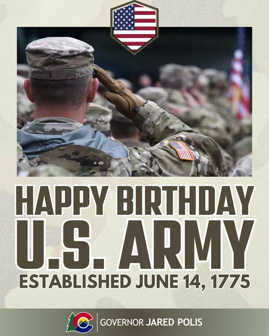 U.S. Army soldier saluting fellow troops during a ceremony honoring the Army's birthday on June 14, 1775.