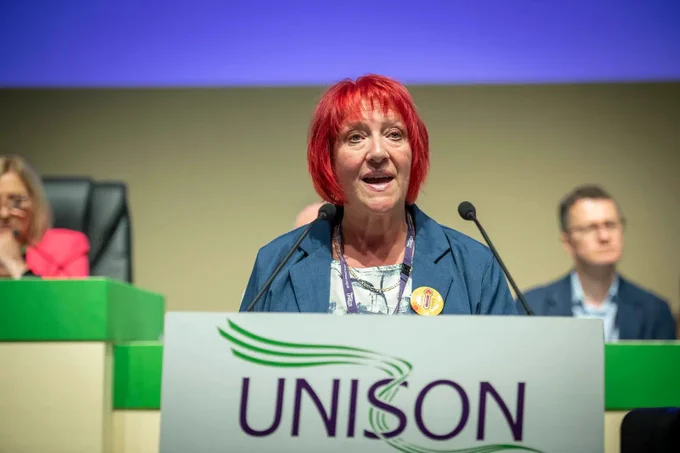 UNISON general secretary Andrea Egan speaking at local government conference