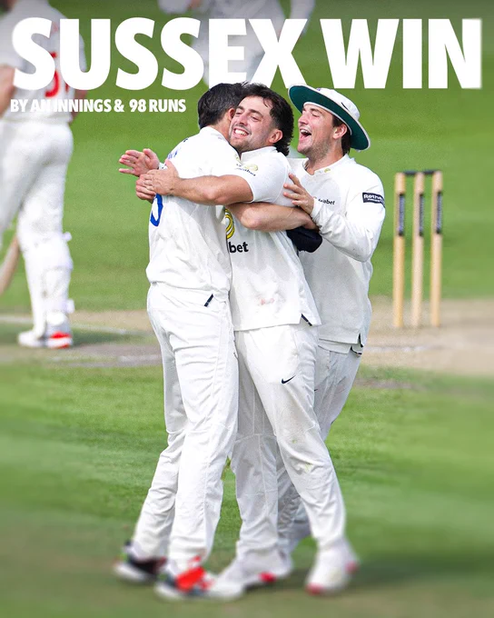 SUSSEX WIN BY AN INNINGS AND 98 RUNS! GET IN!