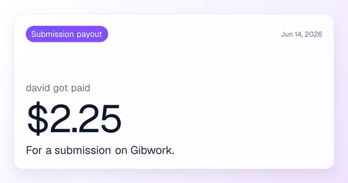 david received $2.25 from a submission.