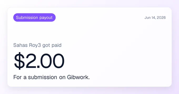 Sahas Roy3 received $2.00 from a submission.