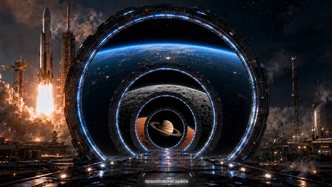 **🚀 The Five Gates of Space 🪐**

From rocket fire to Saturn’s rings — this artwork feels like humanity stepping beyond the edge of Earth.

🌍 Earth horizon
🌕 Moon silence
🔴 Mars frontier
🪐 Saturn’s wonder

Every gate is a reminder: exploration begins with courage, but it is powered by hope.

**Would you step through?**

Created by **spacetracker.space**

#BreakingNews #SpaceNews #Trending #SciFi #SpaceArt #RocketLaunch #Moon #Mars #Saturn #Astronomy #Cosmos #Universe #SpaceExploration #FutureTech #ViralArt
