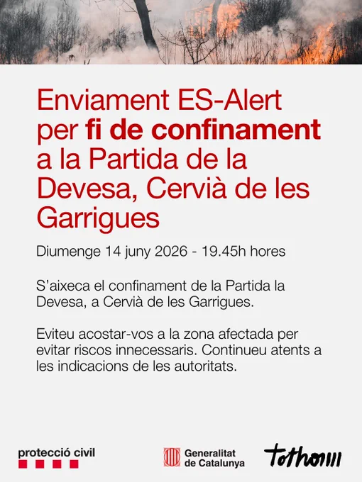 Es-alert fi confinament