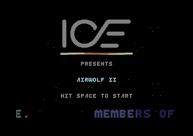 Screenshot of "Airwolf II" - Crack: The Goonies   ICE - Published by Elite Systems on Commodore 64 (1987)