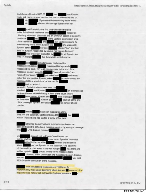 FBI serial showing Epstein correcting victim's stated age to fourteen