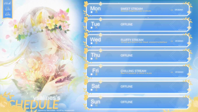 Planning de stream Ysalines semaine du 13 juin