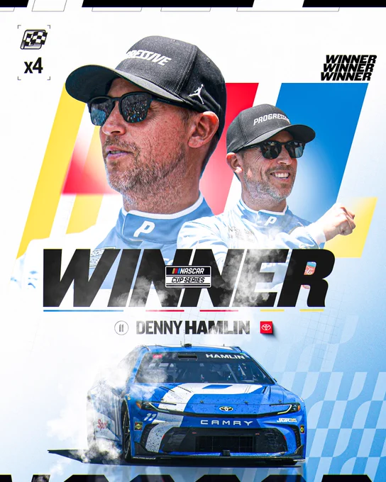 4x winner graphic for Denny Hamlin.