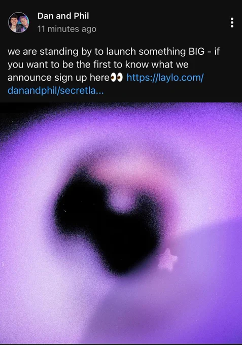 same post as everywhere else with link to laylo to sign up for info about the big announcement