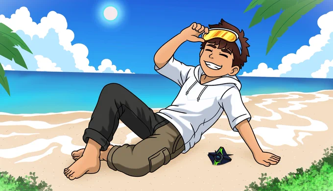 Mikey at the Beach with ghost Ophiuchus