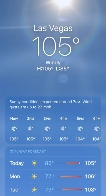 105 degrees in Las Vegas ahead of Game 6 of the SCF