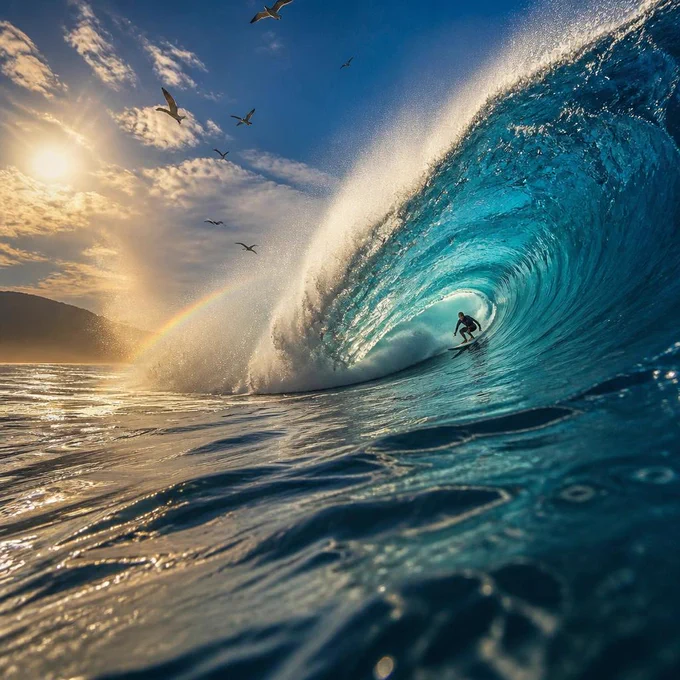 Há momentos em que o oceano parece criar sua própria obra de arte.

Um tubo perfeito, água cristalina, o sol iluminando o horizonte e um arco-íris surgindo no spray da onda. Instantes assim duram apenas alguns segundos, mas ficam gravados para sempre na memória de quem vive o surf. 

A magia do mar acontece quando menos esperamos. 🌈🌊

#Surf #Surfing #Barrel #TubeRiding #PerfectWave #OceanLife #Rainbow #WaveOfTheDay #SurfPhotography #SurfSession #WaveHunter #SurfCulture #OceanMagic #SurfReport