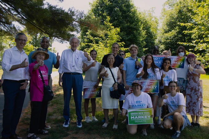 Senator Markey and volunteers