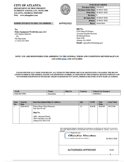 Purchase order 52618415 P1