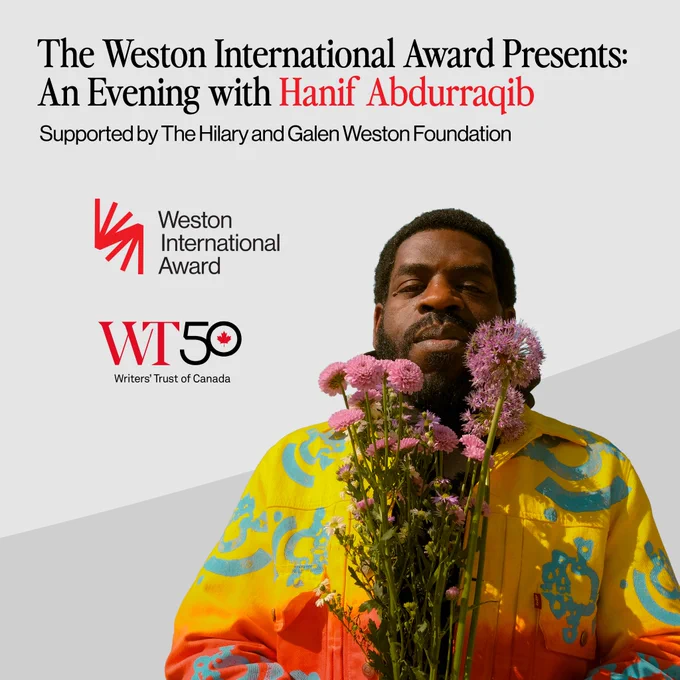 The Weston International Award Presents: An Evening with Hanif Abdurraqib. Supported by The Hilary and Galen Weston Foundation. 