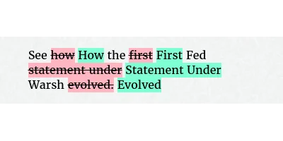 Before: See how the first Fed statement under Warsh evolved.
After: See How the First Fed Statement Under Warsh Evolved