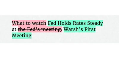 Before: What to watch at the Fed’s meeting.
After: Fed Holds Rates Steady at Warsh’s First Meeting