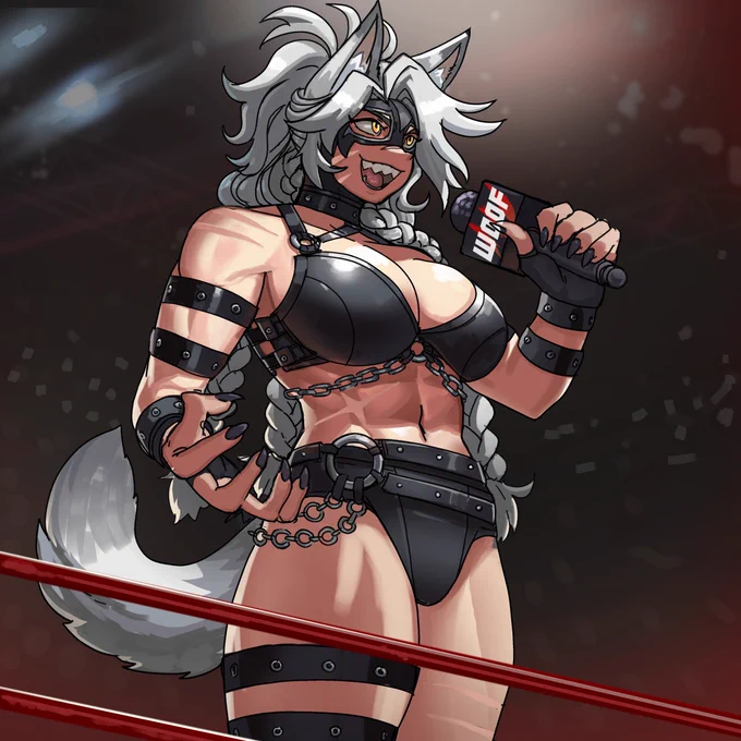 A masked wolf girl calling out the jabronis.